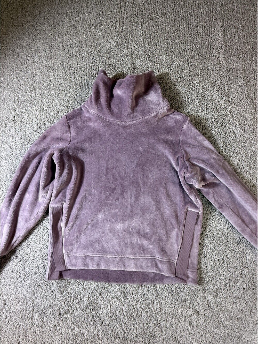 Athleta Pullover Womens Small Pink Faux Fur Shawl Collar Hem Flap